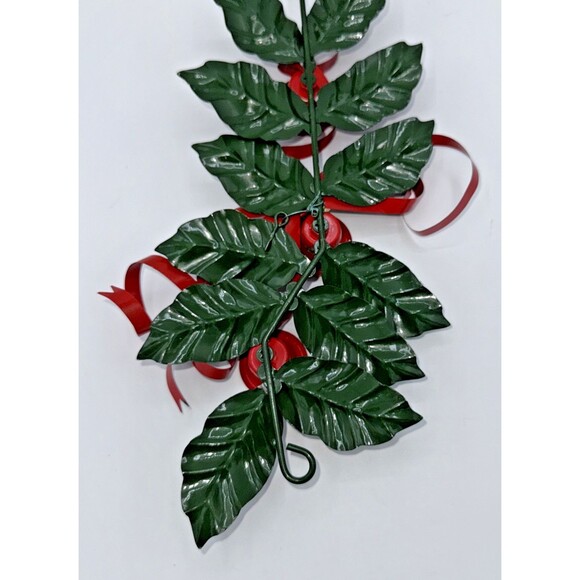 Vintage Christmas Department 56 Metal Holly Ribbon Candle Holder 3 Candles 12” - Picture 11 of 13